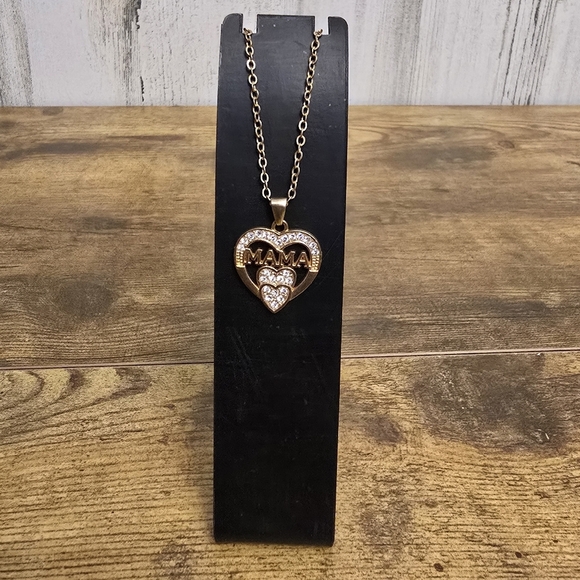 Gold Tone Mama Heart Pendant Necklace - Picture 2 of 7